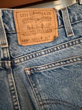 Levi's 505 Light Blue Straight Leg Jeans with Leather Patch